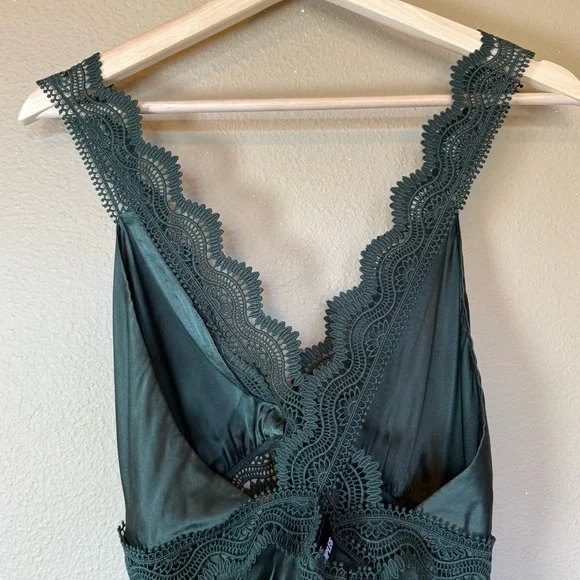 silk slip dress green under $500 Emerald green midi satin slip dress 'Majestic' – Serena Silueta main image 0
